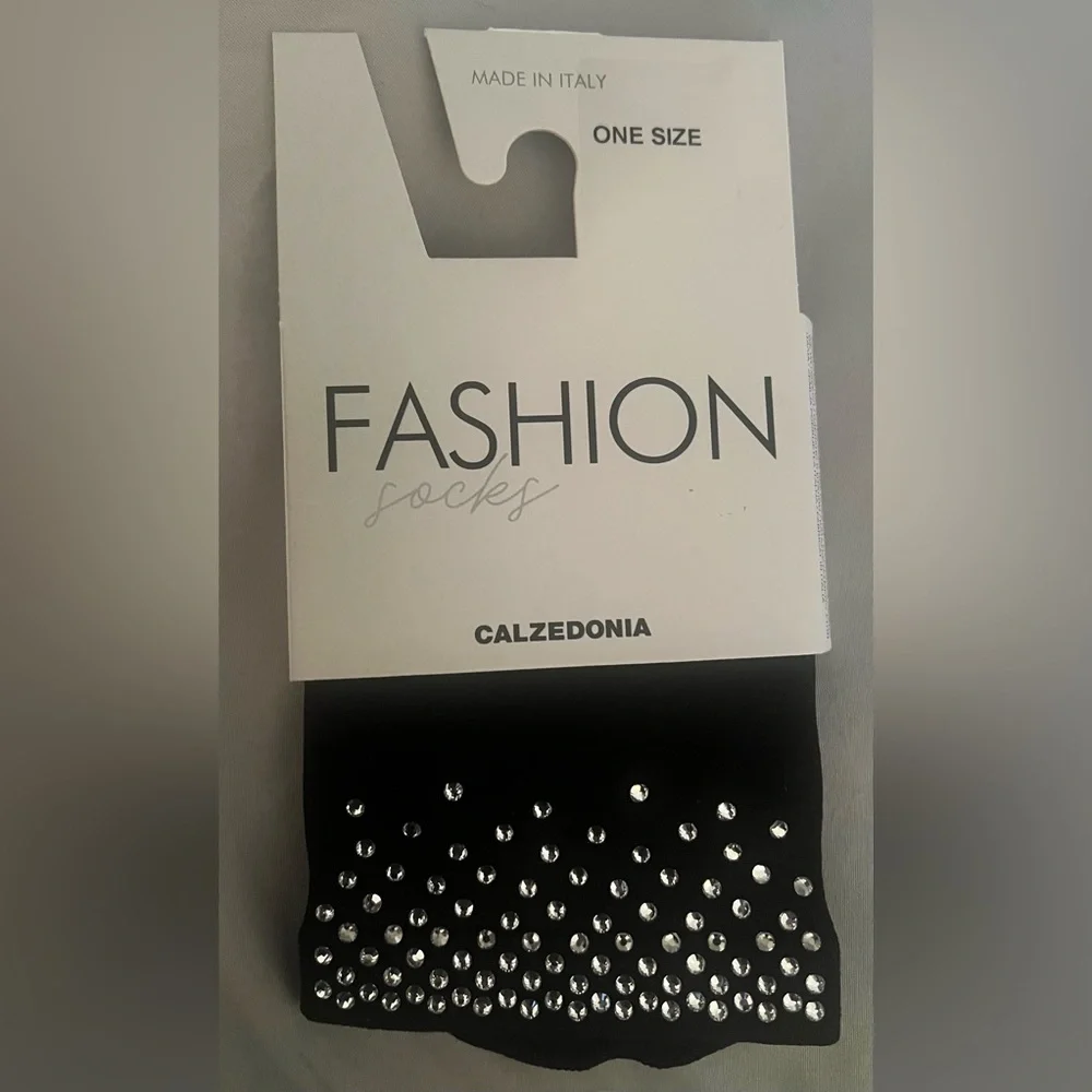 NWT Calzedonia Black Rhinestone Diamanté Ankle Socks One Size